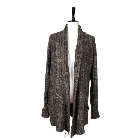 Maurices Sweater Cardigan Open Front Chunky Knit Brown Multi Women’s Size Large - Picture 1 of 11
